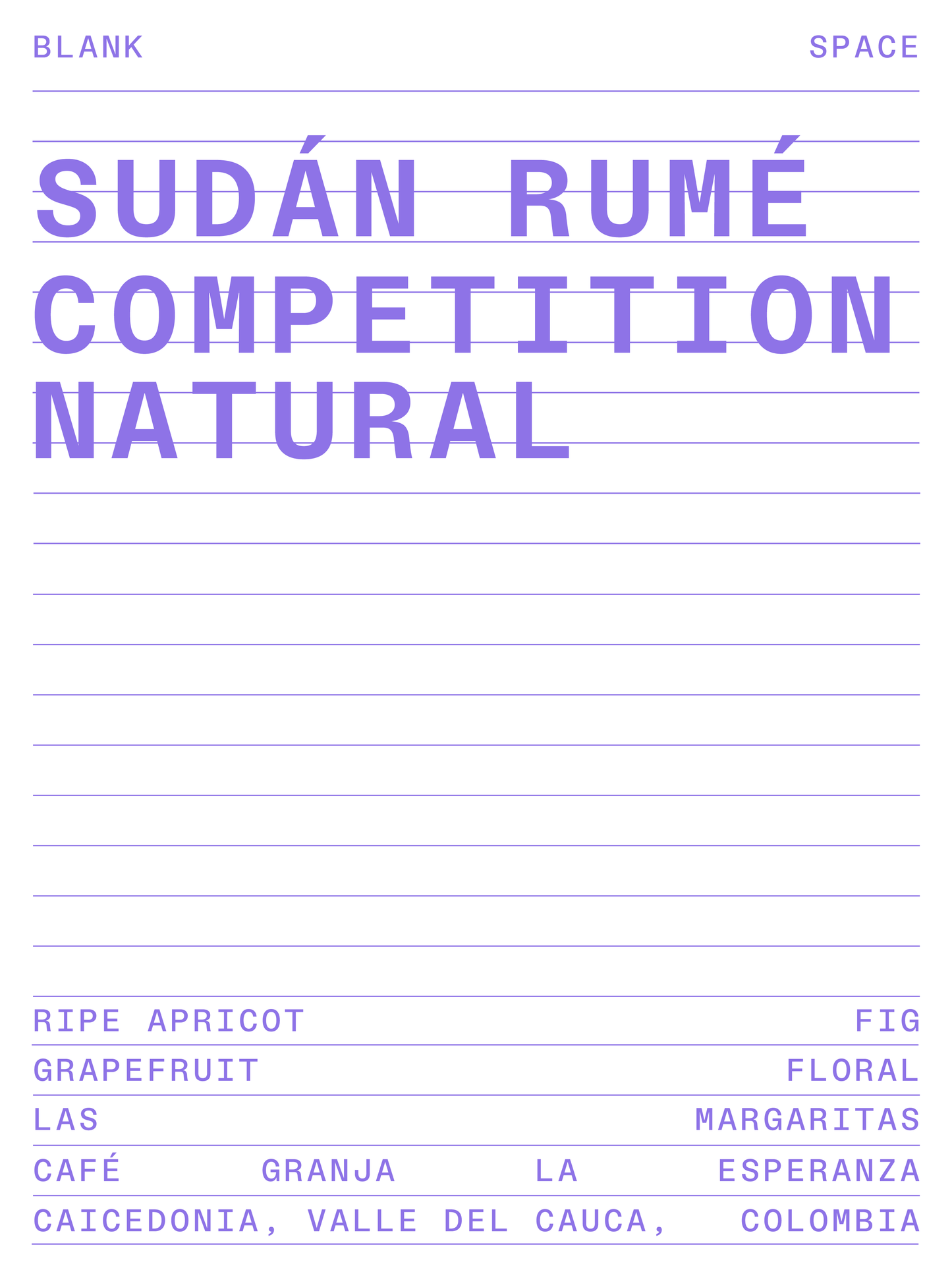 (Pre-Sale) CGLE - Sudán Rumé Competition Natural. Ships 7/24